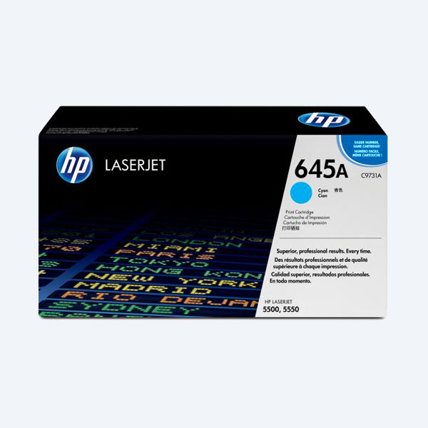 Tóner HP 645A, Cian, 12000 páginas, para LaserJet 5550dn