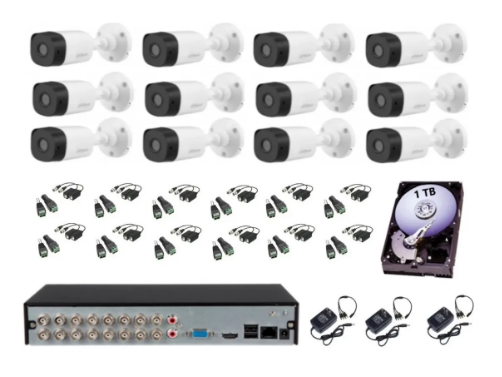 Kit Video Vigilancia 12 Camaras Baluns 720p Dahua 1tb