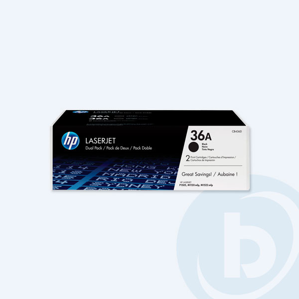 CB436AD - Paquete de T&oacute;ner HP 36A, Dual Pack, Negro, 2000 p&aacute;ginas