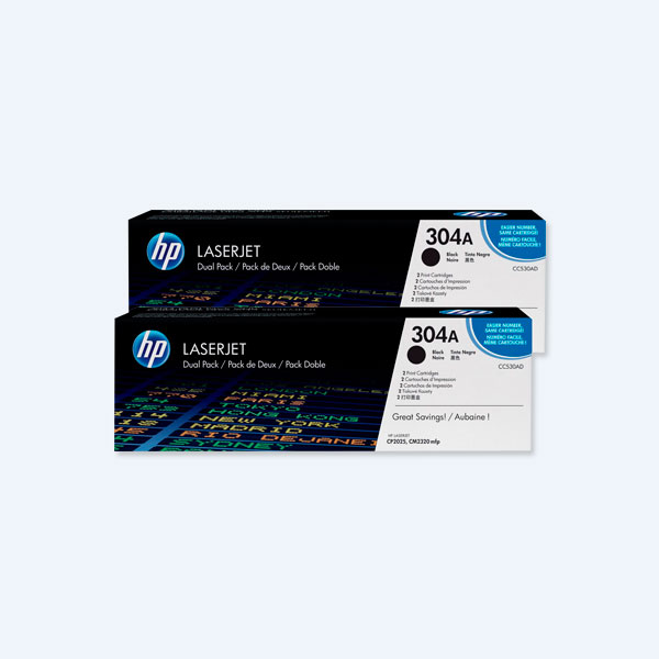 Paquete 2 Tóner HP 304A, Negro, 3500 páginas, P/LaserJet CP2025/CM2320MFP