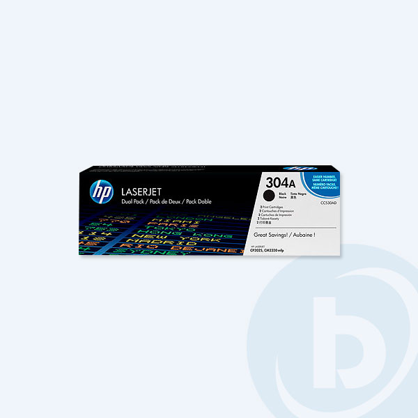 CC530AD - Paquete 2 T&oacute;ner HP 304A, Negro, 3500 p&aacute;ginas, P/LaserJet CP2025/CM2320MFP