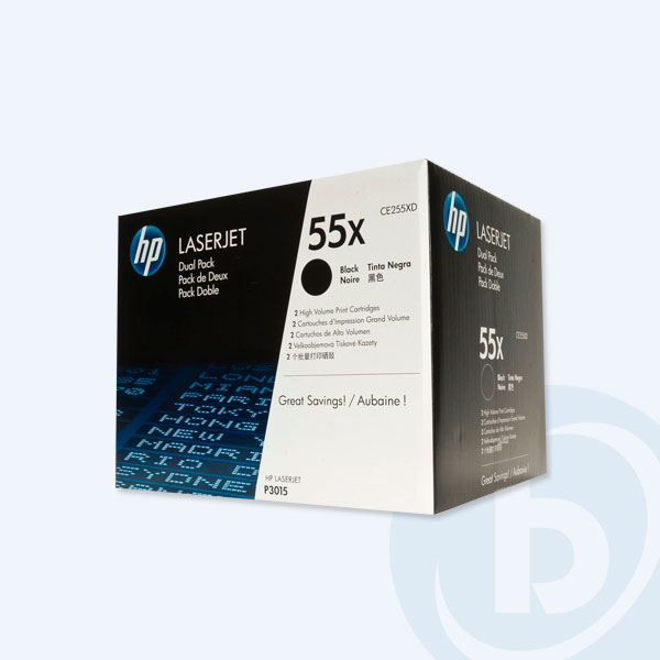 CE255XD - Paquete 2 T&oacute;ner HP 55x, Negro, 12500 p&aacute;ginas, Alto Rendimiento, para LaserJet P3015/M525/M521dn