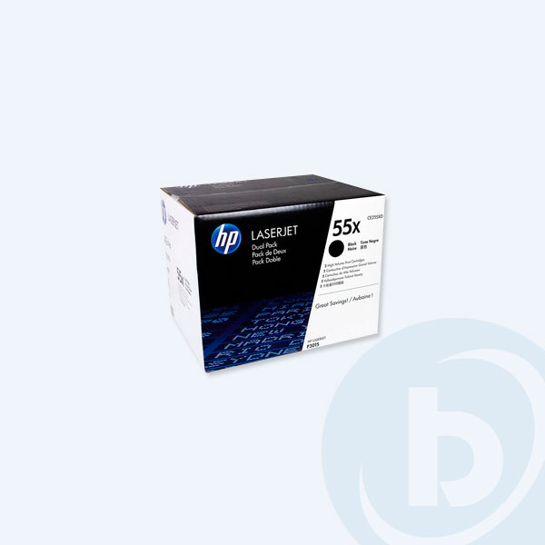 CE255XD - Paquete 2 T&oacute;ner HP 55x, Negro, 12500 p&aacute;ginas, Alto Rendimiento, para LaserJet P3015/M525/M521dn