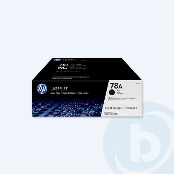 CE278AD - Paquete 2 T&oacute;ner HP 78A, Negro, 2100 p&aacute;ginas, P/LaserJet P1566/P1606/M1536, Rendimiento Est&aacute;ndar