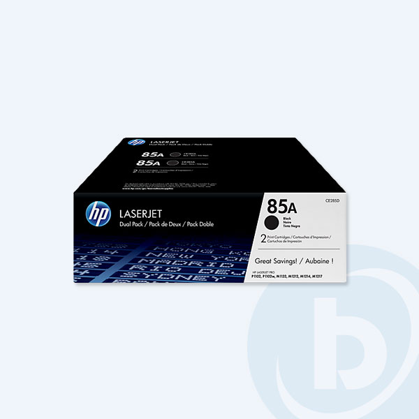 CE285AD - Paquete T&oacute;ner HP 85A, Negro, 1600 p&aacute;ginas, P/LaserJet P1102, P1102W, M1132, M1212, M1214, M1217, Rendimiento Est&aacute;ndar