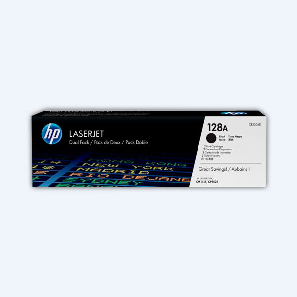 Tóner HP CE320AD, Dual Pack, Negro, 2000 Páginas