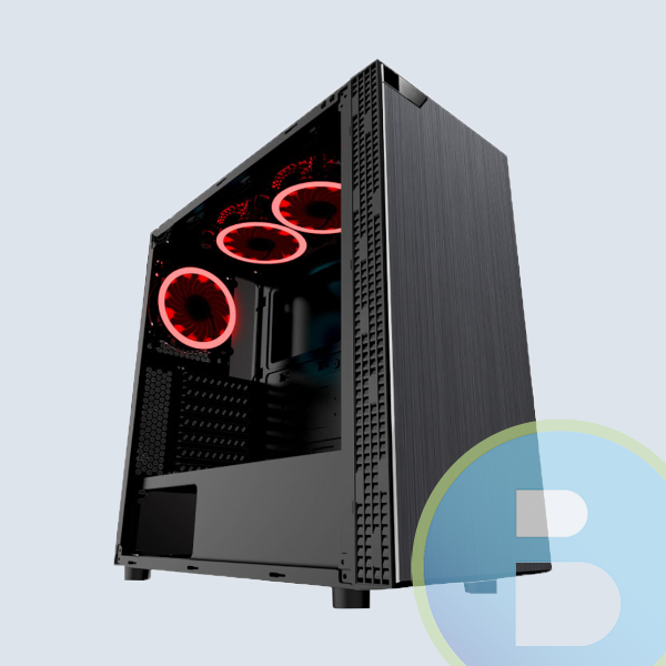 Gabinete Eagle Warrior Robot M, Negro ATX/MicroATX/2 Ventilador superior, Color Rojo/Sin Fuente