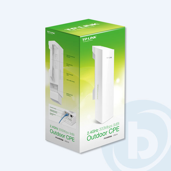 CPE210 - Access Point Inal&aacute;mbrico TP-Link CPE210, 300Mbps, PoE, Para Exteriores y 2 Antenas MIMO