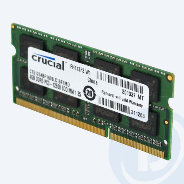 CT51264BF160B - Memoria Crucial PC3-12800, DDR3-1600, 4GB, SODIMM, 1600Mhz, para Laptop