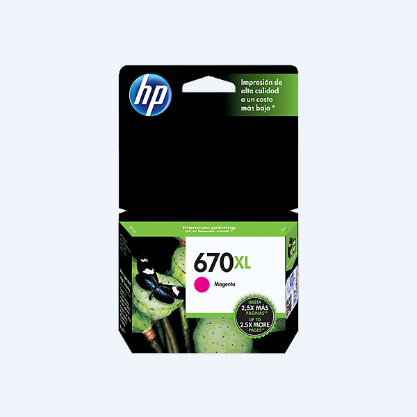 Cartucho HP 670XL, Magenta, 750 páginas, Alto Rendimiento