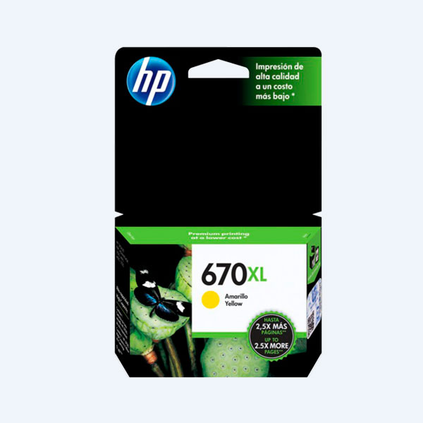 Cartucho HP 670XL, Amarillo, 750 páginas, Alto Rendimiento