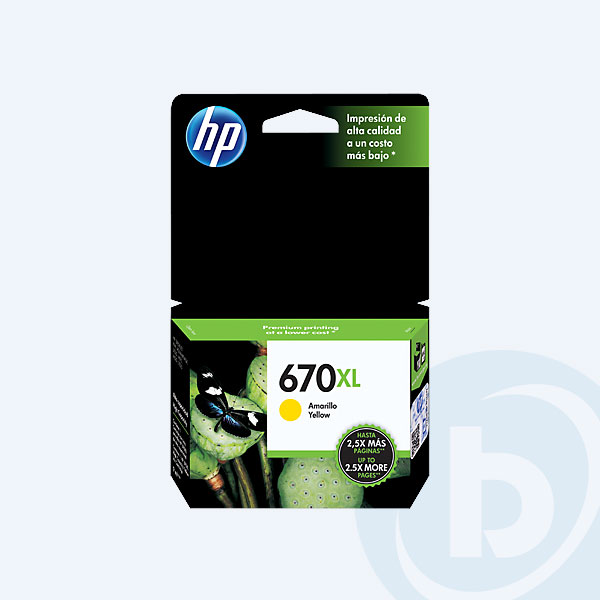 CZ120AL - Cartucho HP 670XL, Amarillo, 750 p&aacute;ginas, Alto Rendimiento