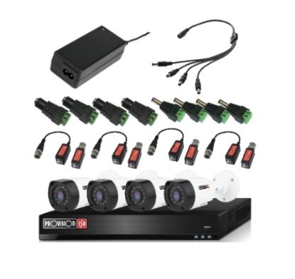 Provision-ISR Kit de Vigilancia KIT-2MP-4X4-FREE-BALUN de 4 Cámaras y 4 Canales, con Grabadora DVR