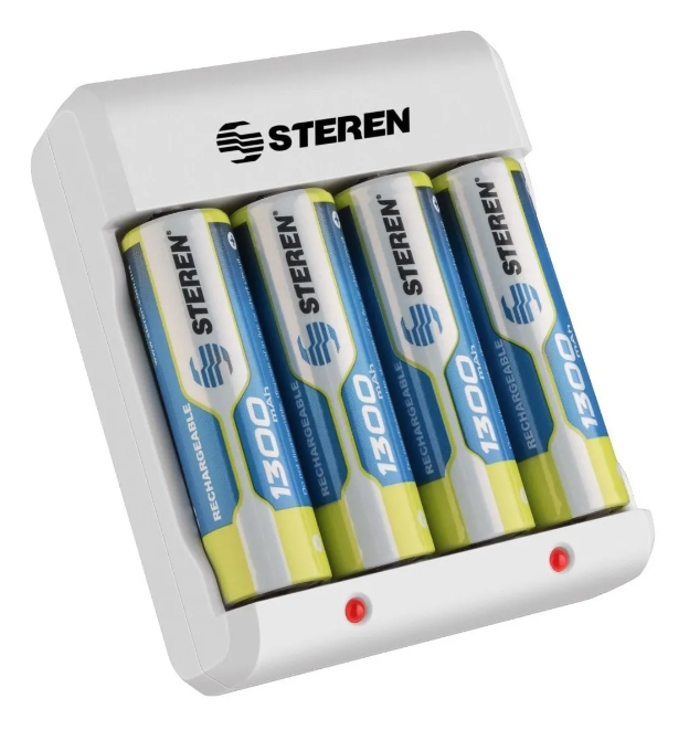 Cargador De Pilas AA Y AAA Steren Crg-015 con 4 Pilas AA