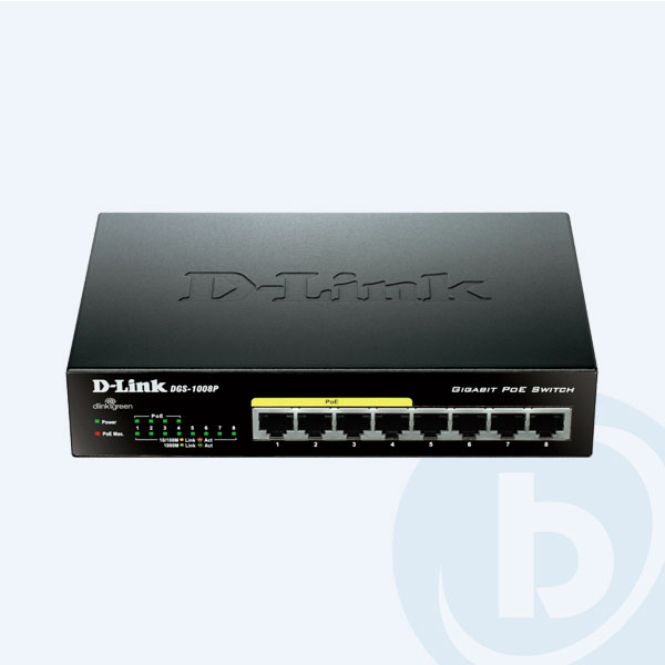 DGS-1008P - Switch D-Link, 8 Puertos Gigabit, 4 puertos PoE