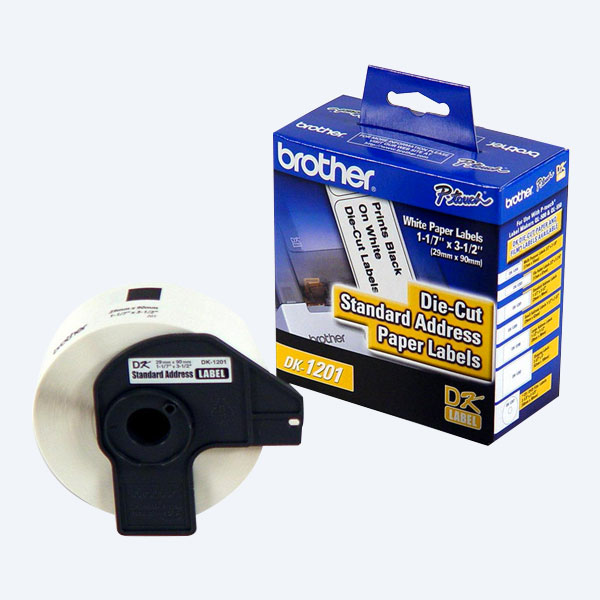 Rollo de Etiquetas Brother DK1201, 400 Etiquetas Blancas PreCortadas, 29 mm x 90.3 mm