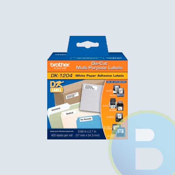 Rollo de Etiquetas Brother DK1204, 17MM X 54MM, 400 Etiquetas