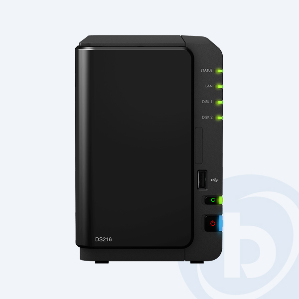DS216 - Servidor de almacenamiento NAS Synology DS216, 2 Bah&iacute;as, USB/LAN, Torre