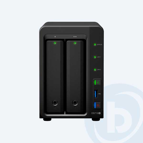 DS716+ - Servidor de almacenamiento NAS Synology DS716+, 2 Bah&iacute;as, USB/SATA/LAN, Torre