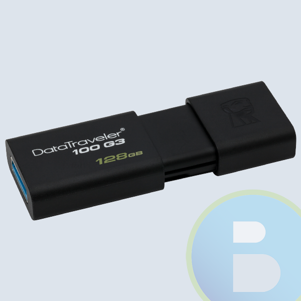 DT100G3/128GB - Memoria USB 3.0 KINGSTON RAM-2657, 128GB, USB 3.0, Negro