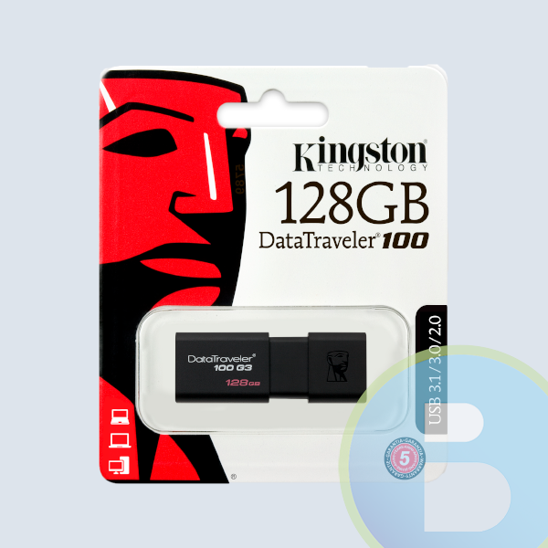 Memoria USB 3.0 KINGSTON RAM-2657, 128GB, USB 3.0, Negro