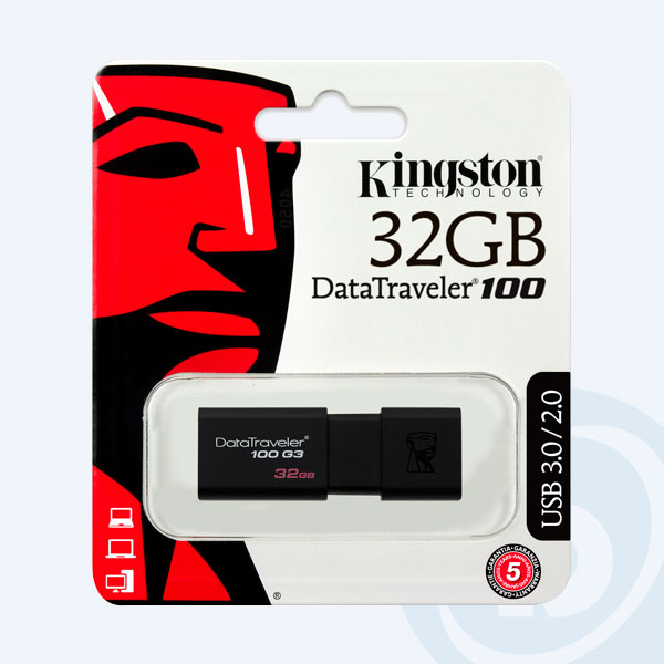 DT100G3/32GB - Memoria USB 3.0 Kingston DataTraveler 100 G3, 32GB, Negro
