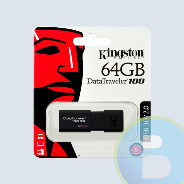 DT100G3/64GB - Memoria USB 3.0 KINGSTON, 64GB, USB 3.0, Negro