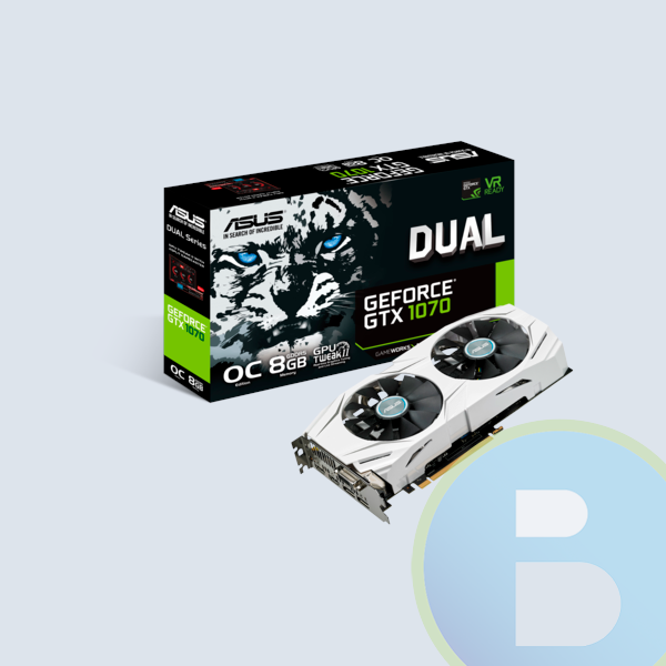 Tarjeta de Video Asus Dual-GTX1070-O8G, PCIE 3.0, Nvidia Geforce GTX1070, 8GB/GDDR5/2HDMI+2DP+DVI/Gamer