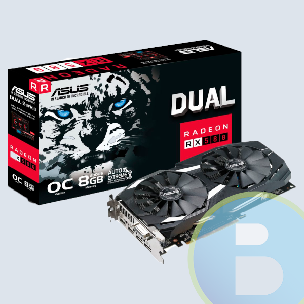 Tarjeta Vídeo Asus Radeon DUAL-RX580-O8G, 8GB, GDDR5, HDMI, DVI, DisplayPort