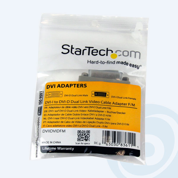 DVIIDVIDFM - Adaptador StarTech.com DVIIDVIDFM, DVI-D macho a DVI-D Hembra