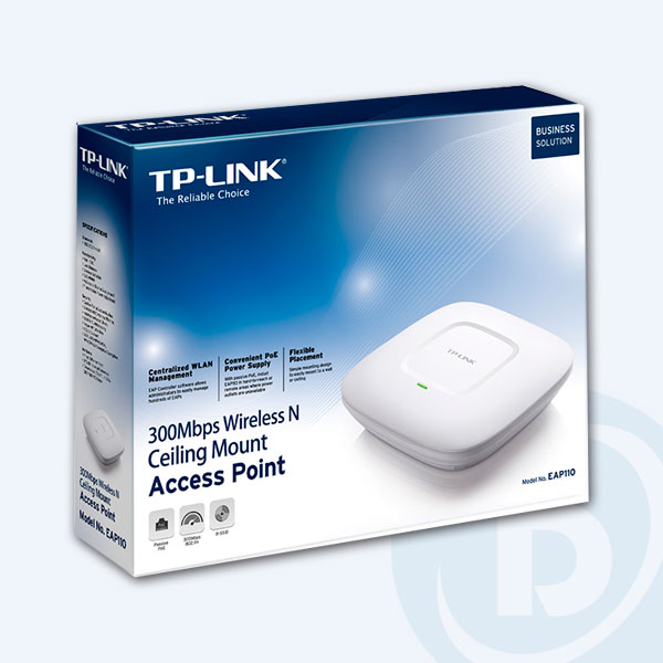EAP110 - Access Point Inal&aacute;mbrico TP-Link EAP110, 300Mbps, PoE, 2 Antenas