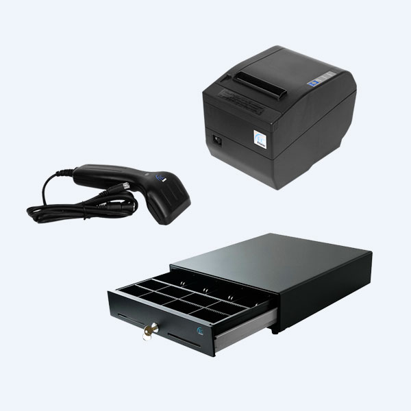 EC-PM-5895X+EC-CD-8500+EC-G5100-II-GREY - Paquete POS EC Line Intermedio, Mini Impresora Térmica EC-PM-5895X, Lector de Código de Barras EC-CD-8500, Cajón de Dinero EC-G5100-II-GREY