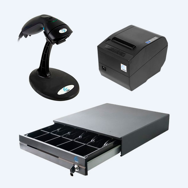EC-PM-80320-USB+EC-LS-9610+EC-CD-100M-II-G - Paquete POS EC Line Plus, Mini Impresora Térmica EC-PM-80320-USB, Lector de Código de Barras EC-LS-9610, Cajón de Dinero EC-CD-100M-II-G