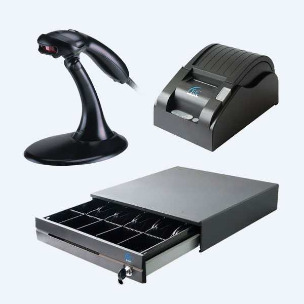 EC-PM-5890X-USB+EC-CD-8100-USB+EC-CD-50M - Paquete POS EC Line Básico, Mini Impresora Térmica EC-PM-5890X-USB, Lector de Código de Barras EC-CD-8100-USB, Cajón de Dinero EC-CD-50M