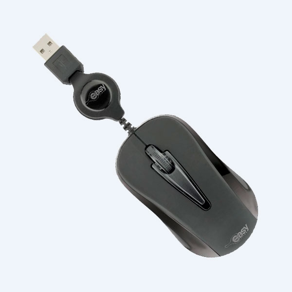 Mini Mouse Óptico Retráctil EasyLine, USB, Negro