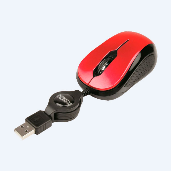 Mini Mouse Óptico Retráctil EasyLine, USB, Rojo