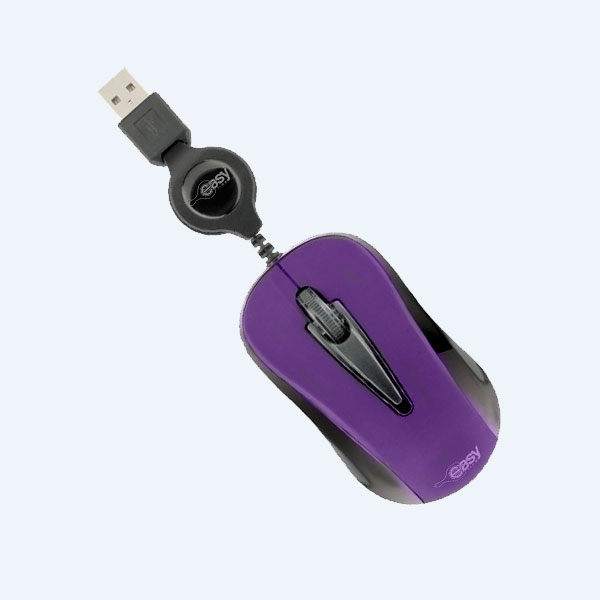 Mini Mouse Óptico Retráctil Easy Line, USB, Morado