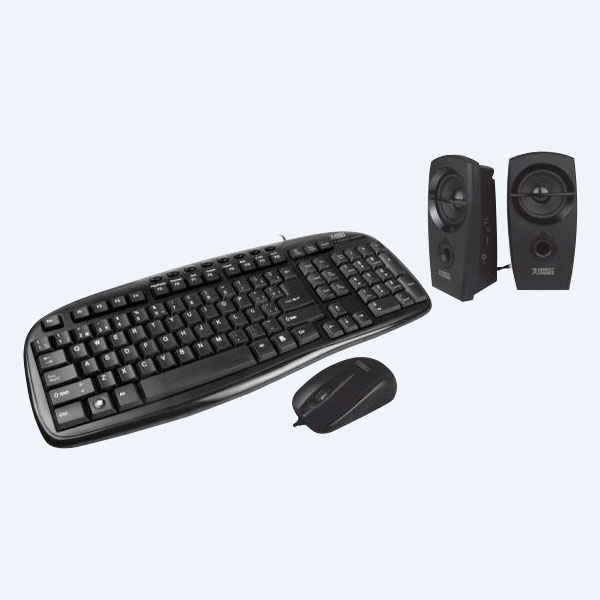 Combo Cableado Balance Plus Easy Line, Teclado/Mouse/Bocinas, Negro