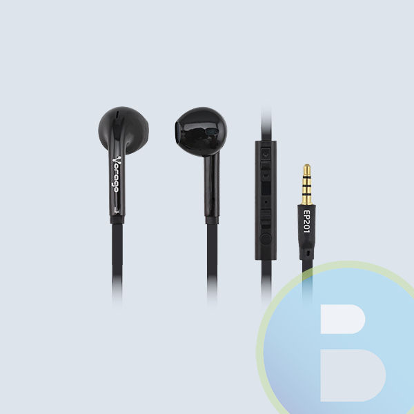 Audífono VORAGO EP-201, Negro, 1,2 m, 3,5 mm