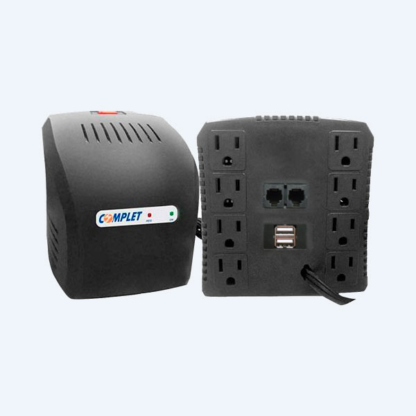 Regulador de Voltaje Complete R Plus, 1300VA, 650W, 8 Contactos, 2 Entradas USB