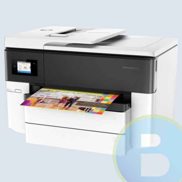 Multifuncional Inyección Monocromático HP 7740, 34 PPM, 18 PPM, Color, WiFi, Doble Carta, Dúplex