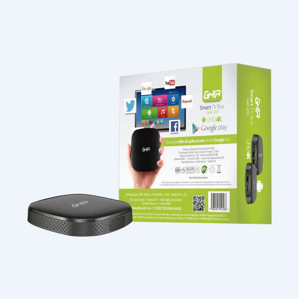 GAC-003 - Smart TV Box GHIA GAC-003, ARM Cortex, 1GB RAM, 8GB, WiFi/Bluetooth/USB/HDMI, Android 4.4, Negro