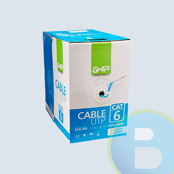 Bobina de Cable Ghia Cat6, Cobre, UTP 4 Pares, 305 Metros, Azul