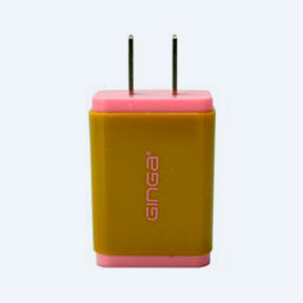 Adaptador de Corriente Universal Ginga Duo, 2 Puertos USB, Rosa/Dorado