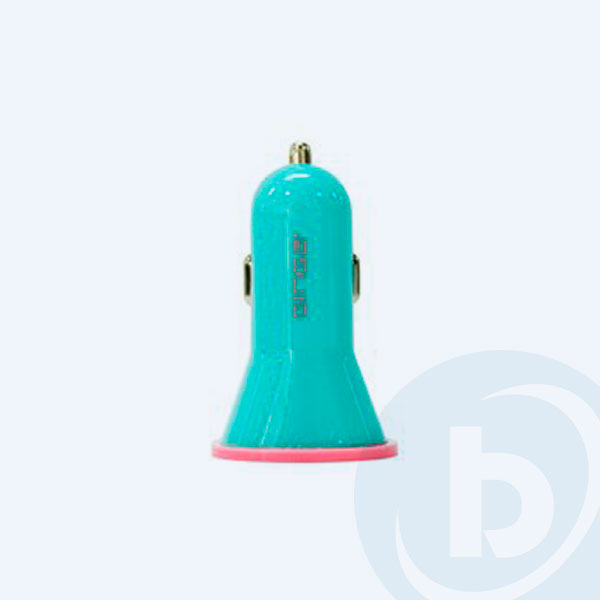 GIN15PCHDUO-RA - Cargador Para Encendedor de Automovil Ginga Pop, 2 Puertos USB, 12 Volts, Rosa/Aqua