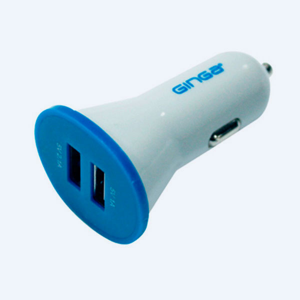 Cargador Para Encendedor de Automovil Ginga Pop, 2 Puertos USB, 12 Volts, Zafiro/Plata