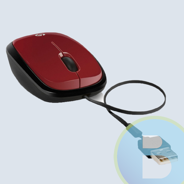 H6F04AA#ABL - Mouse &oacute;ptico HP X1250, USB, 3 Botones, Retractil, Rojo