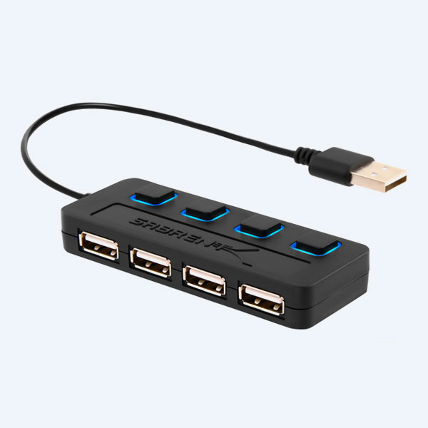Hub Usb Sabrent, V2, 4 Puertos con Switches, Negro