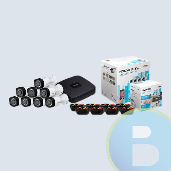 Dahua Kit de Vigilancia HCVR4108CNS3KIT de 8 Cámaras CCTV Bullet y 8 Canales, con Grabadora