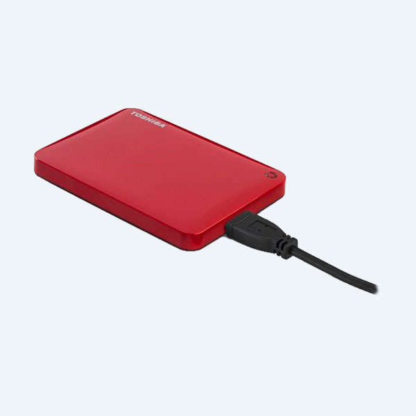 Disco Duro Externo Portable Toshiba Canvio Connect II , 2TB, 3.5'', USB 3.0, Conexión Remota, Rojo